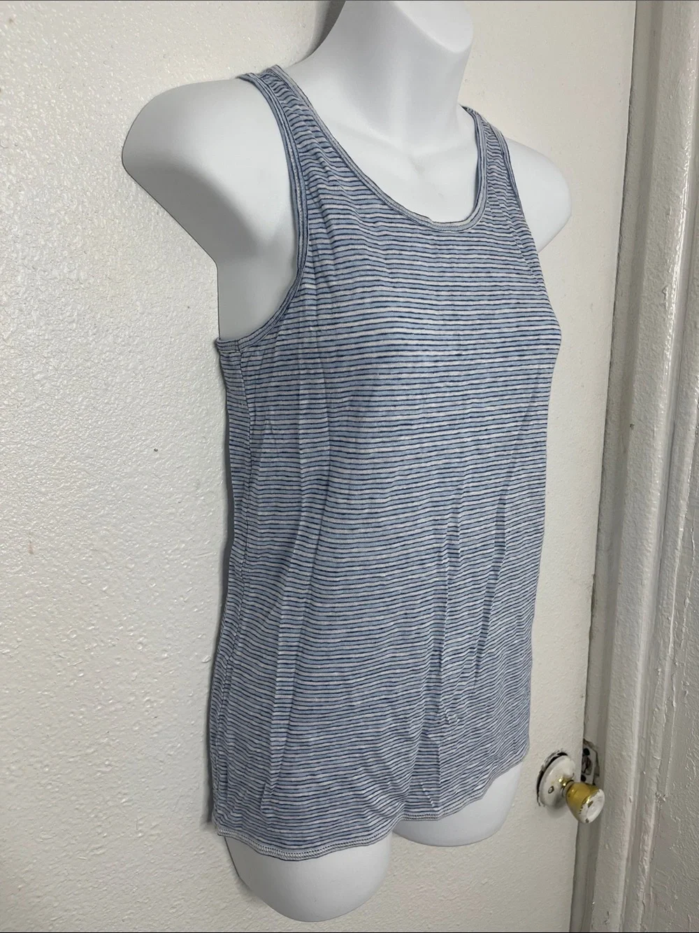J.Crew Blue & White Striped Linen Tank- S